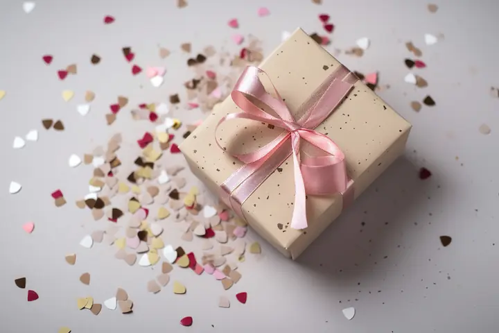 Caja de regalo con lazo rosa